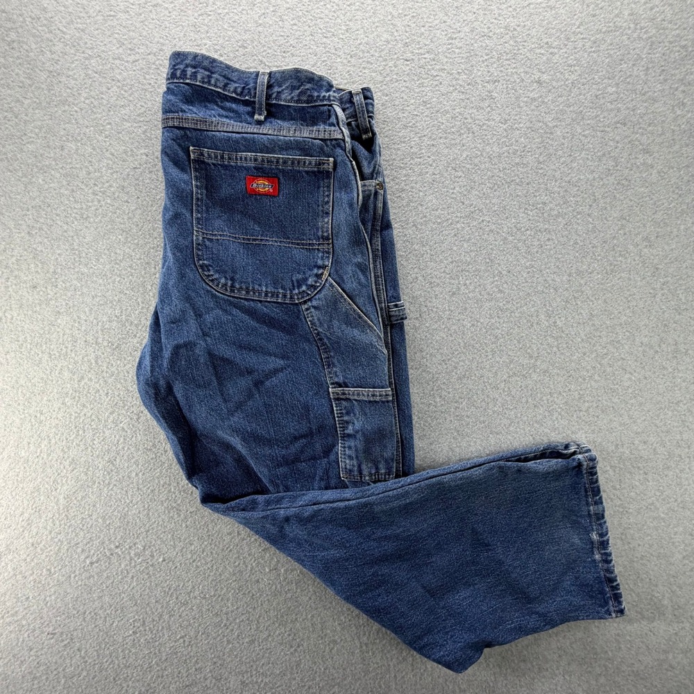 Dickies Mens Carpenter Jeans Blue Denim Relaxed Fit Workwear 38x29 Utility